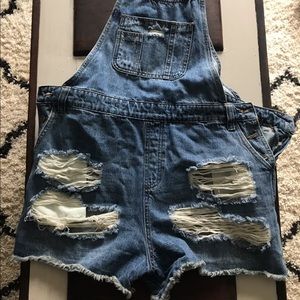 Forever 21+ jean short overalls